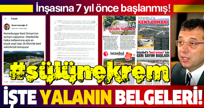 İBB Başkanı İmamoğlu, AK Parti döneminde yapılan Kemerburgaz Kent Ormanı'nı bugün kendisi yapmış gibi açıyor! .