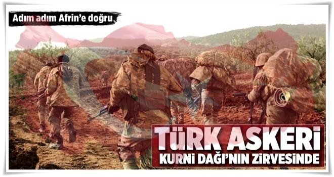 Türk askeri Kurni Dağları'nın zirvesinde .