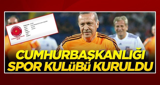 Cumhurbaşkanlığı Spor Kulübü kuruldu ! Hedef Süper Lig