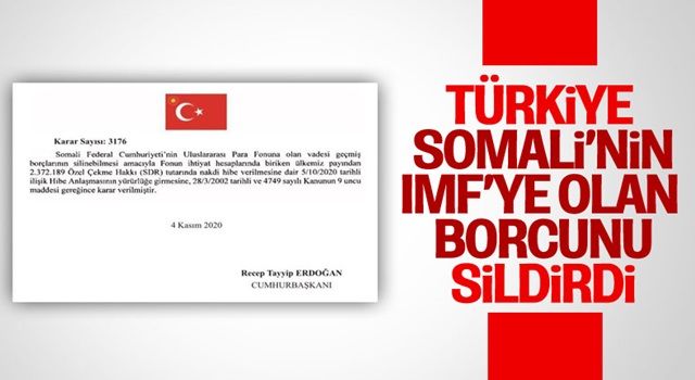 Türkiye, Somali'nin IMF'ye olan borcunu sildirdi