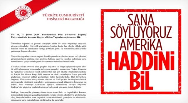 Dışişleri Bakanlığı: Türkiye’nin içişlerine müdahale kimsenin haddi değildir