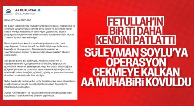 Anadolu Ajansı, Musab Turan’ın işine son verdi