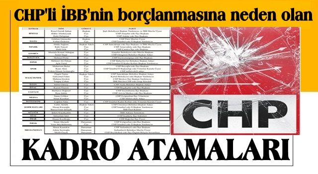 CHP'li İBB'nin borçlanmasına neden olan kadro atamaları