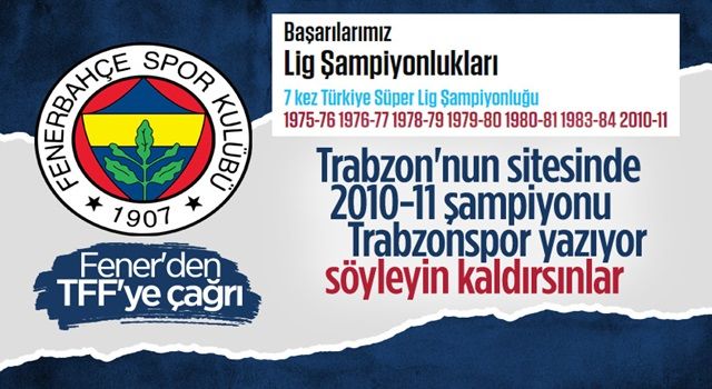 Fenerbahçe'den TFF'ye Trabzonspor başvurusu