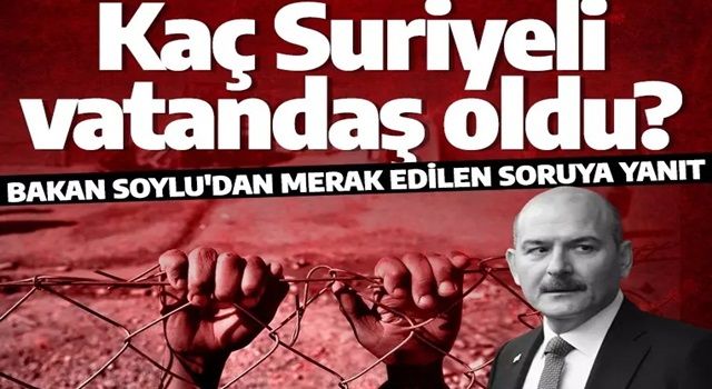 Süleyman Soylu vatandaşlığa geçen Suriyeli sayısını açıkladı