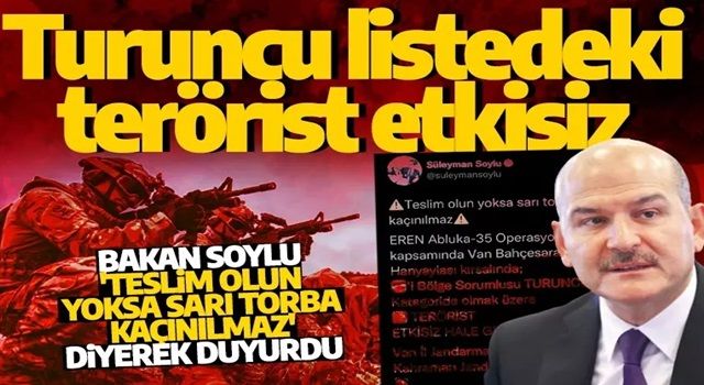 Bakan Soylu duyurdu! 1'i turuncu listede 3 terörist etkisiz