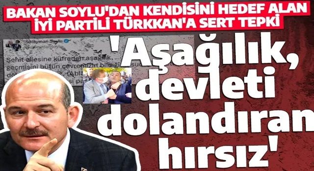 Bakan Soylu'dan İYİ Partili Türkkan'a sert tepki! 'Aşağılık, devleti dolandıran hırsız'