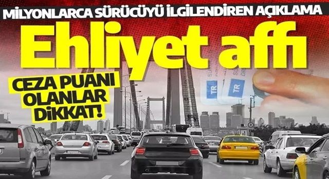 Ehliyet affı kimleri kapsayacak, şartlar nelerdir? Kimlerin ehliyeti iade edilecek? Trafik ceza puanı silindi mi?