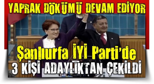 İYİ Parti'de yaprak dökümü! Şanlıurfa İYİ Parti'de 3 kişi adaylıktan çekildi