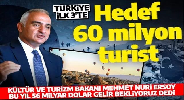 Kültür ve Turizm Bakanı Ersoy, turizm hedefini açıkladı: 60 milyon ziyaretçi, 56 milyar dolar gelir'