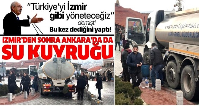 CHP Genel Başkanı Kemal Kılıçdaroğlu dediğini yaptı! İzmir'den sonra Ankara'da da su kuyruğu .