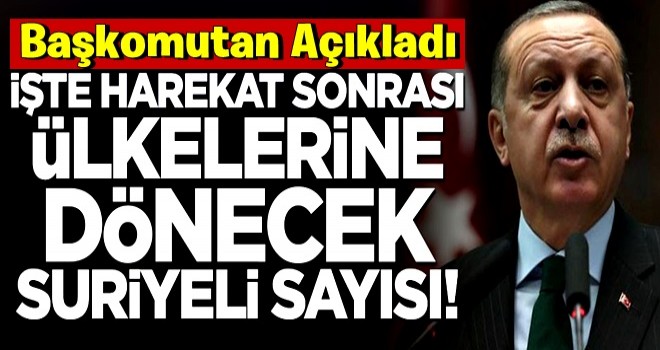 Cumhurbaşkanı Erdoğan, harekat sonrası 2 milyon Suriyelinin geri döneceğini açıkladı