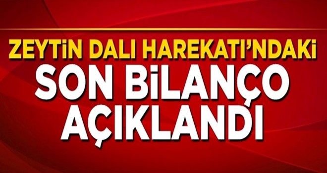 Zeytin Dalı Harekatı'ndaki son bilanço açıklandı