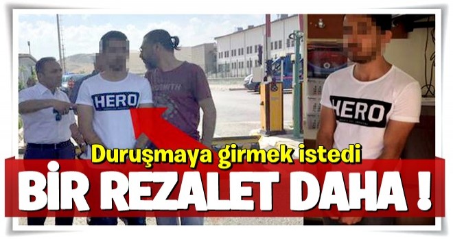 Darbe sanığının yakını duruşmaya "Hero" yazılı tişörtle girmek istedi!