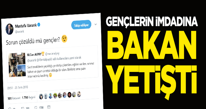 Gençlerin imdadına Bakan Varank yetişti