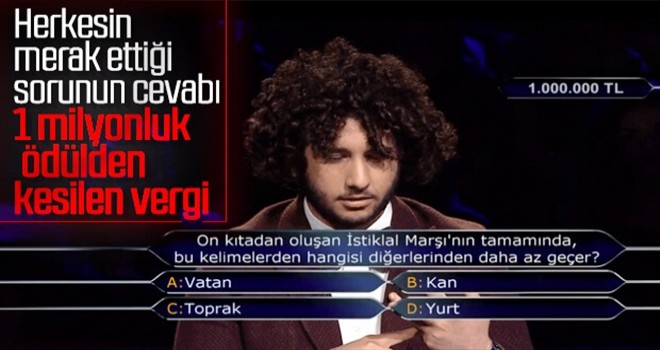 1 milyon liralık ödülün vergisi