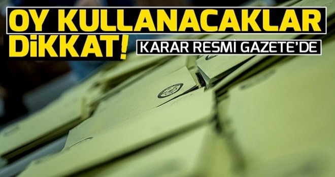 31 Mart seçim kararları Resmi Gazete'de .