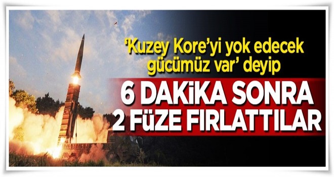 Kuzey Kore'den 6 dakika sonra 2 füze fırlattılar