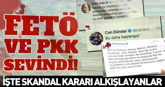 İl Seçim Kurulu'nun skandal mazbata kararına sevinen PKK ve FETÖ oldu .