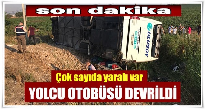 Yolcu otobüsü devrildi