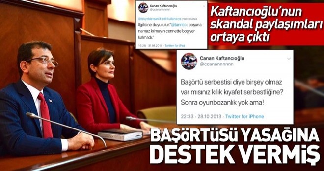 CHP İstanbul İl Başkanı Canan Kaftancıoğlu’nun kamuda uygulanan başörtüsü yasağına destek verdiği ortaya çıktı .