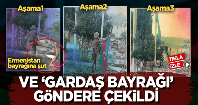 İşgalden kurtarılan Madagiz'de Azerbaycan bayrağı göndere çekildi