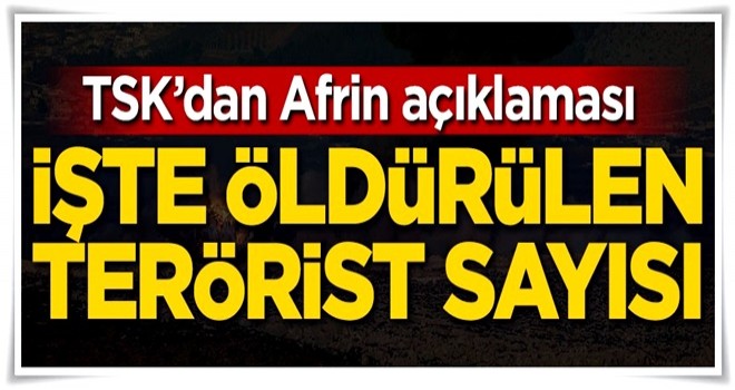 TSK Afrin'de öldürülen terörist sayısını açıkladı