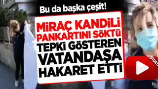 'Miraç Kandili' pankartını söktü, tepki gösteren vatandaşa hakaret etti!