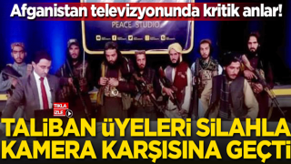 Afganistan televizyonunda kritik anlar! Taliban üyeleri silahlarla kamera karşısına geçti