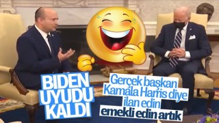 Joe Biden, Naftali Bennett görüşmesinde uyudu