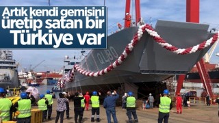 Yerli imkanlarla üretilen çıkarma gemisi, Tuzla’da denize indirildi