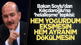 Bakan Soylu'dan Kılıçdaroğlu'na 'helalleşme' tepkisi: Hem yoğurdum ekşimesin hem ayranım dökülmesin