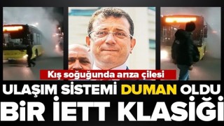 Bir İETT klasiği! Dumanlar içinde kalan İETT otobüsü vatandaşların cep telefonu kameralarına yansıdı .