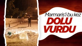 Marmaris'te dolu yağışı, tüm ilçede etkili oldu