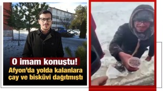 Afyon'da yolda kalanlara çay ve bisküvi dağıtan imam: Bizim insanımız kimseyi aç bırakmaz