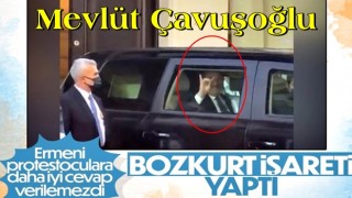 Mevlüt Çavuşoğlu Uruguay'da Ermenilere Bozkurt işaretiyle karşılık verdi