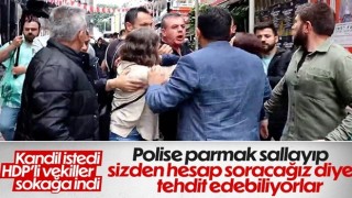 İstanbul'daki Bebek Katili Öcalan'a destek yürüyüşünde HDP'li vekiller polisle tartıştı