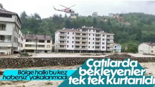 Kastamonu'daki vatandaşlar selden helikopterle kurtarılıyor