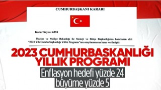 2023 Yılı Cumhurbaşkanlığı Yıllık Programı Resmi Gazete'de