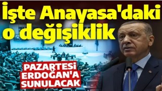 Cumhurbaşkanı Erdoğan'a sunulacak! İşte Anayasa'daki o değişiklik