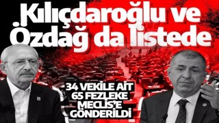 Dokunulmazlık fezlekeleri Meclis'te: Kılıçdaroğlu ve Özdağ da listede