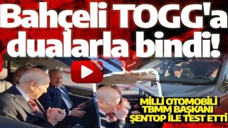 Mustafa Şentop'un Devlet Bahçeli'yle Togg'un direksiyonunun başına geçtiği anlar