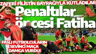 Faslı futbolcuların sevinci maça damga vurdu! Penaltılar öncesi Fatiha okudular, zaferi Filistin bayrağıyla kutladılar