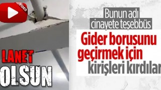 Afet bölgesindeki bir binada gider boruları için kirişlerin delindiği görüldü