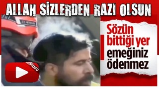 Afet bölgesindeki bir görevlinin başından yükselen dumanlar kamerada