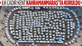 Kahramanmaraş'ta 12 Şubat Stadyumu çadır kente dönüştürüldü