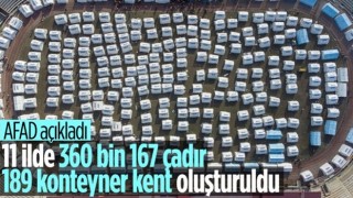 AFAD 11 ile kurulan çadır ve konteyner sayısındaki son durumu açıkladı