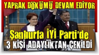 İYİ Parti'de yaprak dökümü! Şanlıurfa İYİ Parti'de 3 kişi adaylıktan çekildi