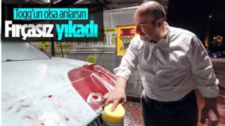 Mustafa Varank yerli otomobil Togg'u kendi eliyle yıkadı