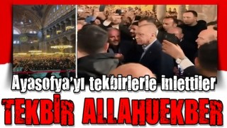 Cumhurbaşkanı Erdoğan'ı bekleyen cemaat Ayasofya'yı tekbirlerle inletti